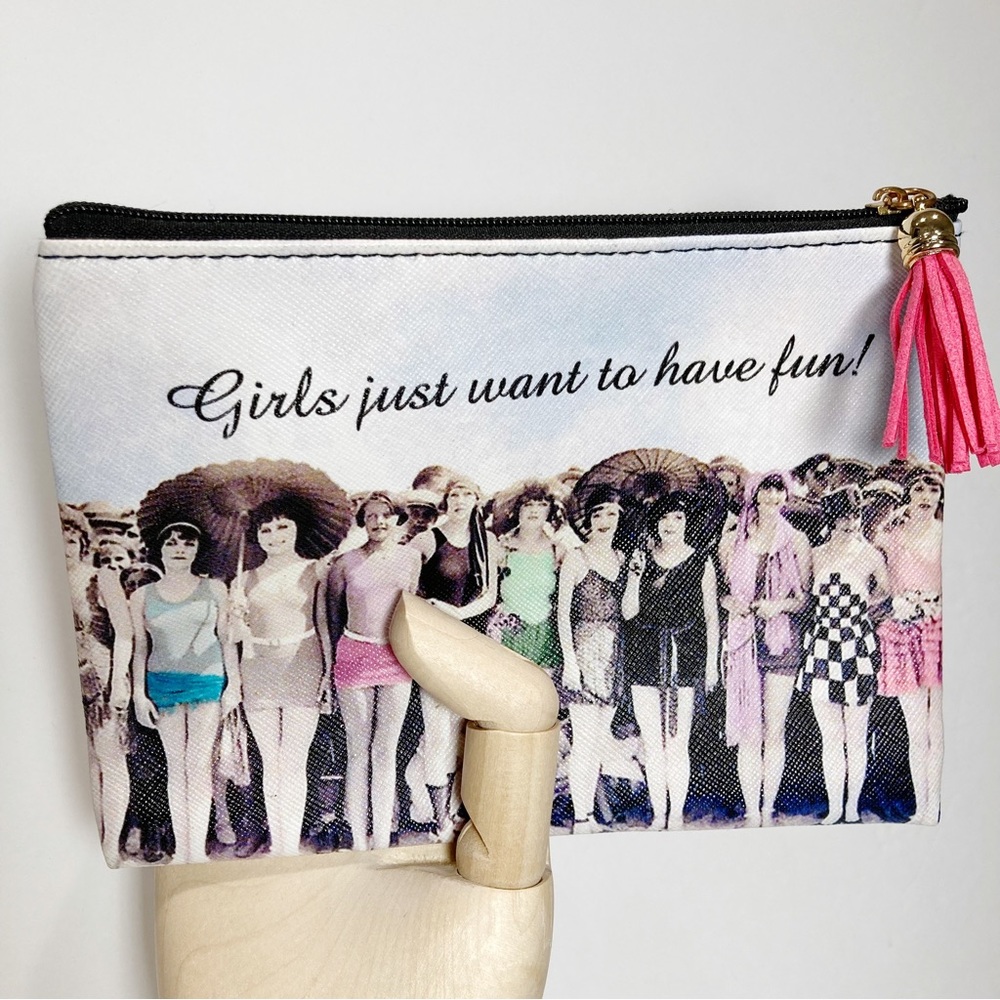 Girls Just Want To Have Fun Pouch Cosmetics Bag Tassel NWOT